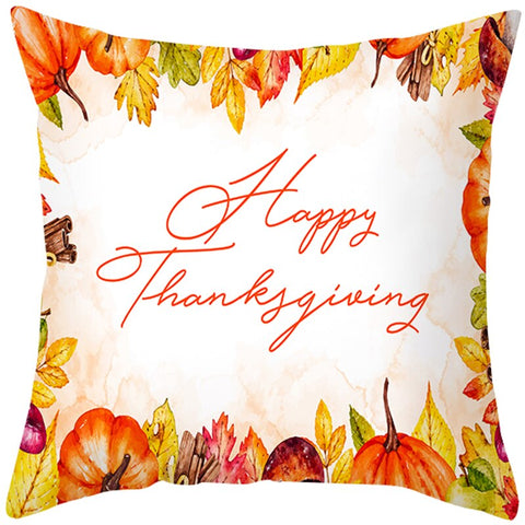 Happy Thanksgiving Cushion Cover Cartoon Maple leaf Pumpkin Pillow Case 45x45cm Halloween Autumn Decor Christmas 2022