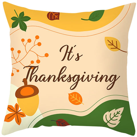 Happy Thanksgiving Cushion Cover Cartoon Maple leaf Pumpkin Pillow Case 45x45cm Halloween Autumn Decor Christmas 2022