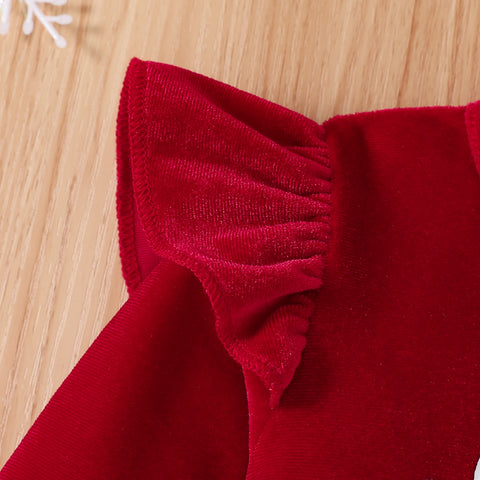 Baby 0-18M Christmas Newborn Infant Baby Girl Clothes Set Santa  Romper Flare Pants Hat Velvet Xmas Outfits Clothing D01