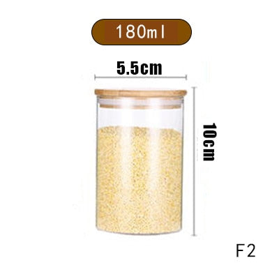 Mason Candy Jar For Spices Glass bamboo Cover Container Glass Jars With Lids Cookie Jar Kitchen Jars And Lids Wholesale