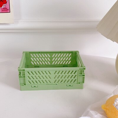 Mini DIY Folding Plastic Desktop Stationery Organizer Storage Box Large Capacity Creative School Office Desk Storage Basket