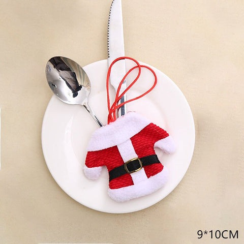 Christmas New Year 2023 Pocket Fork Knife Cutlery Holder Bag Home Party Table Dinner Decorations for Home Tableware Noel