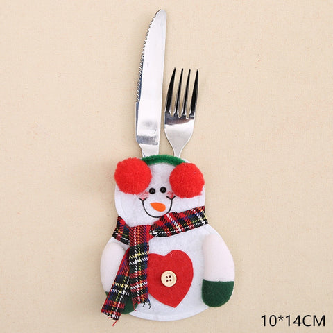 Christmas New Year 2023 Pocket Fork Knife Cutlery Holder Bag Home Party Table Dinner Decorations for Home Tableware Noel