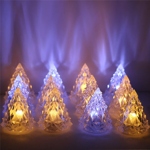Night Light Crystal Mini Christmas Tree Light Flameless LED Decorative lights indoor LED Lamp Christmas Party Home Table Decor