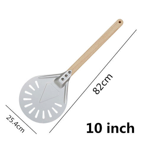 Pizza Turning small Pizza Peel Paddle Short round Pizza Tool Non Slip wooden Handle 7 8 9 inch Perforated Pizza Shovel Aluminum