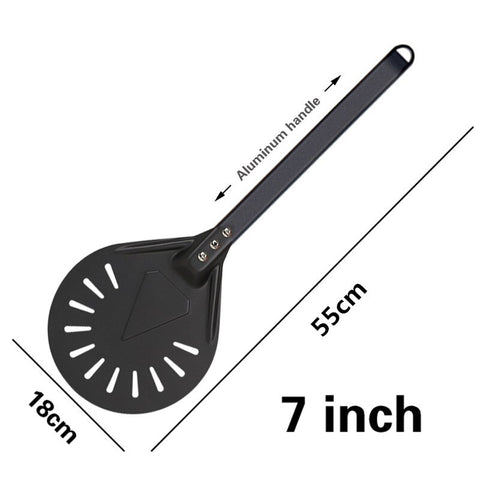 Pizza Turning small Pizza Peel Paddle Short round Pizza Tool Non Slip wooden Handle 7 8 9 inch Perforated Pizza Shovel Aluminum