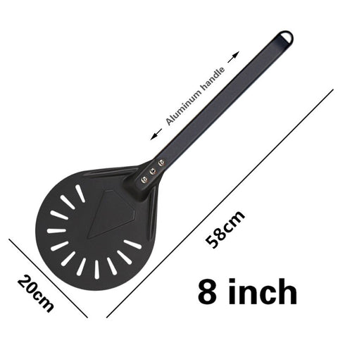Pizza Turning small Pizza Peel Paddle Short round Pizza Tool Non Slip wooden Handle 7 8 9 inch Perforated Pizza Shovel Aluminum