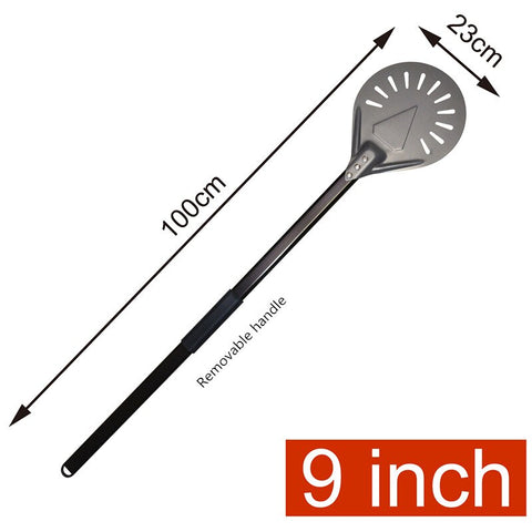 Pizza Turning small Pizza Peel Paddle Short round Pizza Tool Non Slip wooden Handle 7 8 9 inch Perforated Pizza Shovel Aluminum