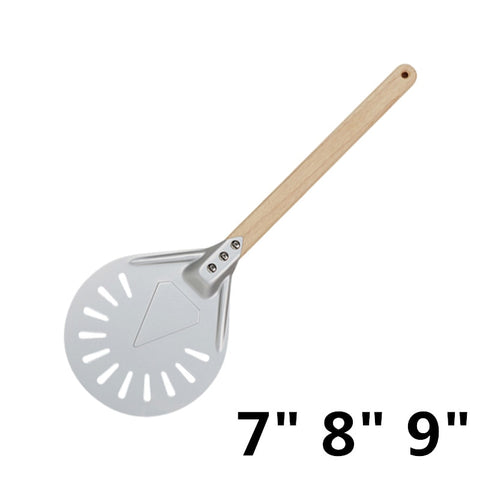 Pizza Turning small Pizza Peel Paddle Short round Pizza Tool Non Slip wooden Handle 7 8 9 inch Perforated Pizza Shovel Aluminum