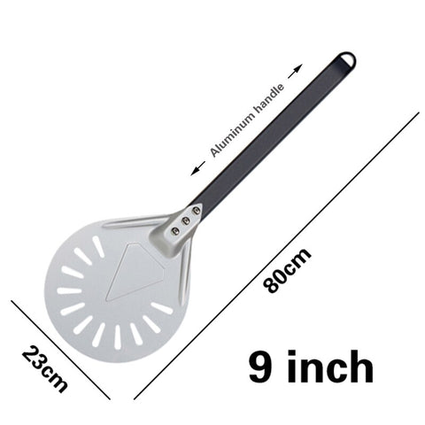 Pizza Turning small Pizza Peel Paddle Short round Pizza Tool Non Slip wooden Handle 7 8 9 inch Perforated Pizza Shovel Aluminum