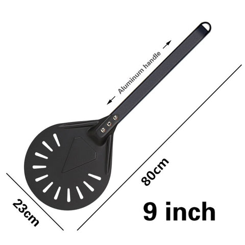 Pizza Turning small Pizza Peel Paddle Short round Pizza Tool Non Slip wooden Handle 7 8 9 inch Perforated Pizza Shovel Aluminum