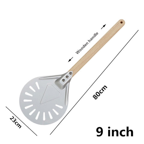 Pizza Turning small Pizza Peel Paddle Short round Pizza Tool Non Slip wooden Handle 7 8 9 inch Perforated Pizza Shovel Aluminum