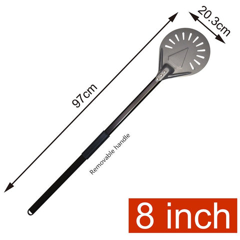 Pizza Turning small Pizza Peel Paddle Short round Pizza Tool Non Slip wooden Handle 7 8 9 inch Perforated Pizza Shovel Aluminum