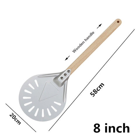 Pizza Turning small Pizza Peel Paddle Short round Pizza Tool Non Slip wooden Handle 7 8 9 inch Perforated Pizza Shovel Aluminum