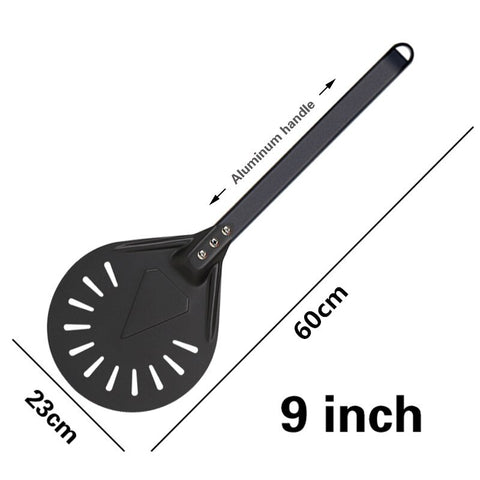 Pizza Turning small Pizza Peel Paddle Short round Pizza Tool Non Slip wooden Handle 7 8 9 inch Perforated Pizza Shovel Aluminum