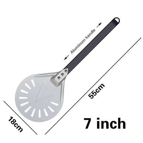 Pizza Turning small Pizza Peel Paddle Short round Pizza Tool Non Slip wooden Handle 7 8 9 inch Perforated Pizza Shovel Aluminum