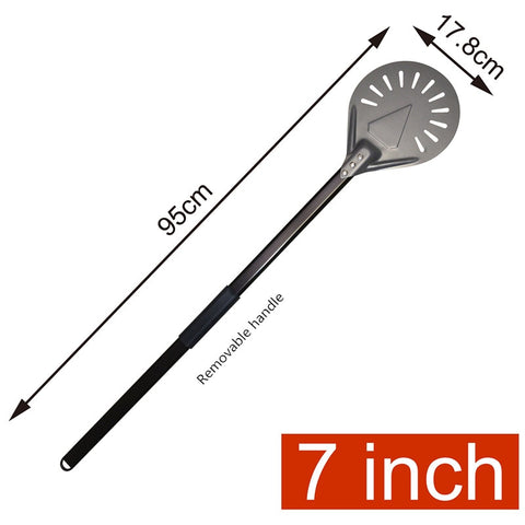 Pizza Turning small Pizza Peel Paddle Short round Pizza Tool Non Slip wooden Handle 7 8 9 inch Perforated Pizza Shovel Aluminum