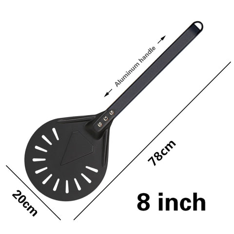 Pizza Turning small Pizza Peel Paddle Short round Pizza Tool Non Slip wooden Handle 7 8 9 inch Perforated Pizza Shovel Aluminum