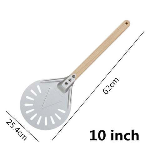Pizza Turning small Pizza Peel Paddle Short round Pizza Tool Non Slip wooden Handle 7 8 9 inch Perforated Pizza Shovel Aluminum
