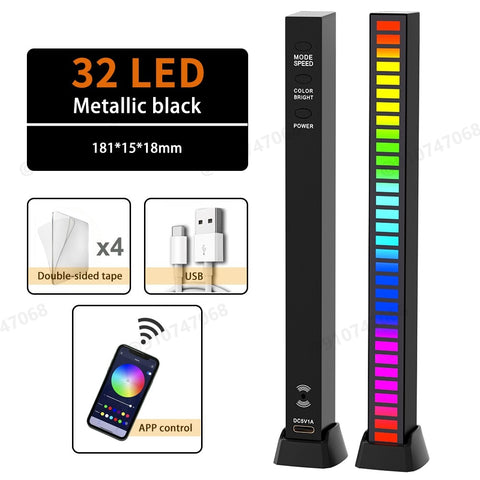 RGB LED Strip Light Music Sound Control Pickup Rhythm Ambient Lamp Atmosphere Night Lights For Bar Car Room TV Gaming Decoration