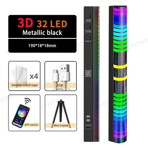 RGB LED Strip Light Music Sound Control Pickup Rhythm Ambient Lamp Atmosphere Night Lights For Bar Car Room TV Gaming Decoration