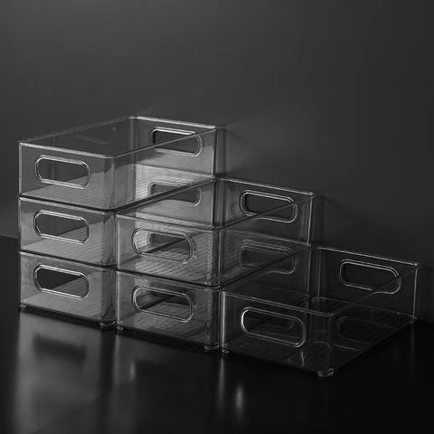 Refrigerator Organizer Bin Stackable Food Fridge Storage Box With Handle Clear Plastic Food Freezer Pantry kitchen Organizer