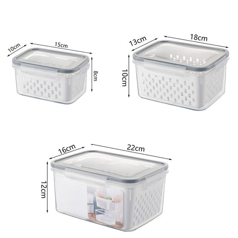 Refrigerator Storage Box Fridge Organizer Fresh Vegetable Fruit Boxes Drain Basket Storage Containers Pantry Kitchen Organizer