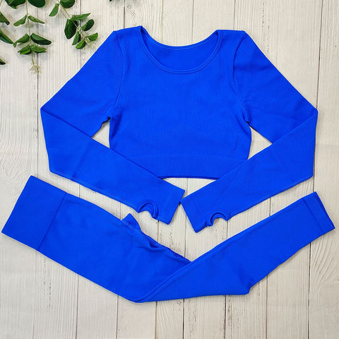 Ribbed Yoga Set Sportswear Women Suit For fitness Seamless Sports Suit Workout Clothes Tracksuit Sports Outfit Gym Clothing Wear