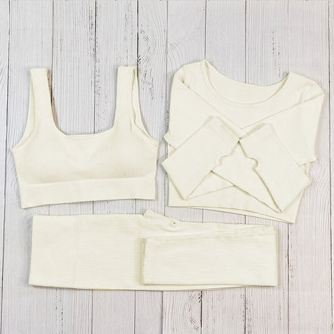 Ribbed Yoga Set Sportswear Women Suit For fitness Seamless Sports Suit Workout Clothes Tracksuit Sports Outfit Gym Clothing Wear