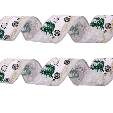 Ribbon Imitation Hemp Ribbon Wire Wire Edge Linen Ribbon Christmas Decoration Red and Green Snowflake Plaid Ribbon 2 M/Roll