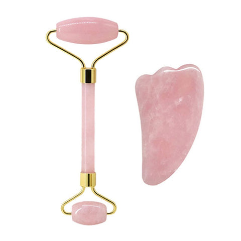 Rose Quartz Face Jade Roller Massagers Guasha Set Gua Sha Tools Natural Stone Gouache Scraper For Facial Massage Beauty Tool