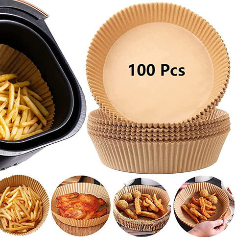 Round Air Fryer Disposable Non-stick Paper Liner Baking Paper for Air Fryer Oil-proof Water-proof Food Grade Parchment for Bakin