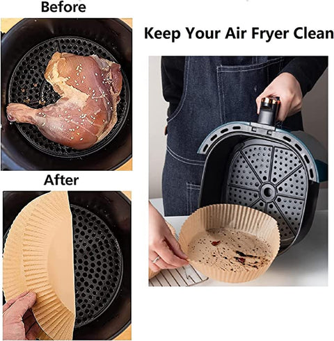 Round Air Fryer Disposable Non-stick Paper Liner Baking Paper for Air Fryer Oil-proof Water-proof Food Grade Parchment for Bakin