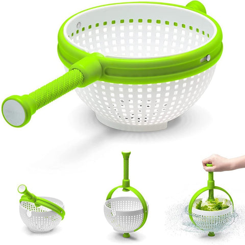 Salad Spinner Vegetable Drain Basket Scratch Resistant Spinning Colander with Collapsible Handle Fruit Vegetable Washing Basket