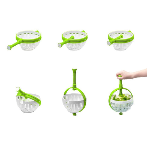 Salad Spinner Vegetable Drain Basket Scratch Resistant Spinning Colander with Collapsible Handle Fruit Vegetable Washing Basket