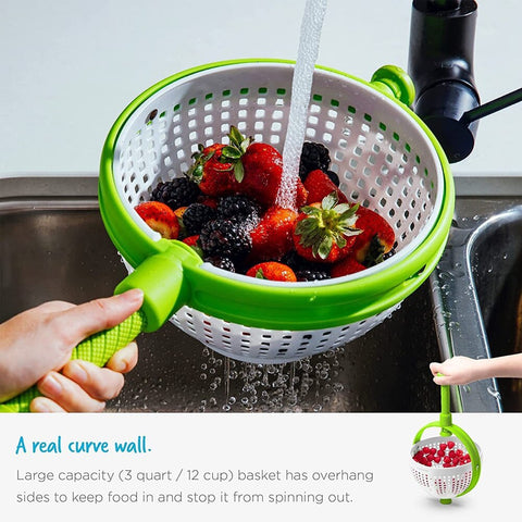 Salad Spinner Vegetable Drain Basket Scratch Resistant Spinning Colander with Collapsible Handle Fruit Vegetable Washing Basket