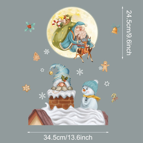 Santa Claus Elk Christmas Ornaments Window Stickers Merry Christmas Home Decoration New Year 2022 Sticker Xmas Decor Navidad