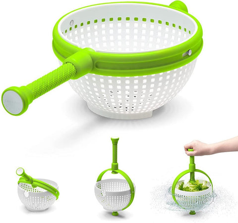 Salad Spinner Vegetable Drain Basket Scratch Resistant Spinning Colander with Collapsible Handle Fruit Vegetable Washing Basket
