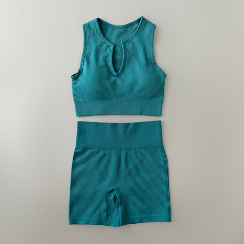 Seamless Yoga Set Ribbed Workout Outfits for Women 2/4 Piece Sport Bra High Waist Shorts Yoga Leggings Sets Fitness Gym Clothing