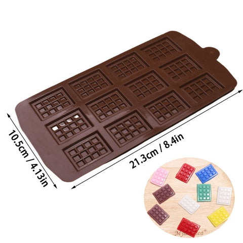Silicone Mold 12 Even Chocolate Mold Fondant Patisserie Candy Bar Mould Cake Mode Decoration Kitchen Baking Accessories