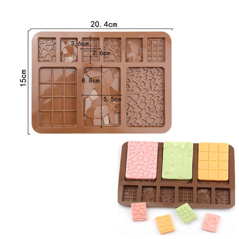 Silicone Mold 12 Even Chocolate Mold Fondant Patisserie Candy Bar Mould Cake Mode Decoration Kitchen Baking Accessories