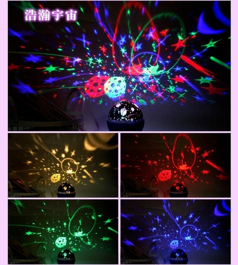 Star Projector Lamp LED Night Light Children Bedroom Baby Lamp Decor Rotating Starry Nursery Moon Galaxy Projector Table Lamp