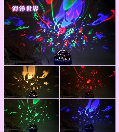 Star Projector Lamp LED Night Light Children Bedroom Baby Lamp Decor Rotating Starry Nursery Moon Galaxy Projector Table Lamp