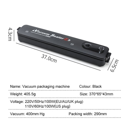 220V/110V Vacuum Sealer Packaging Machine with Free 10pcs Vacuum bags Household Black Food Vacuum Sealer