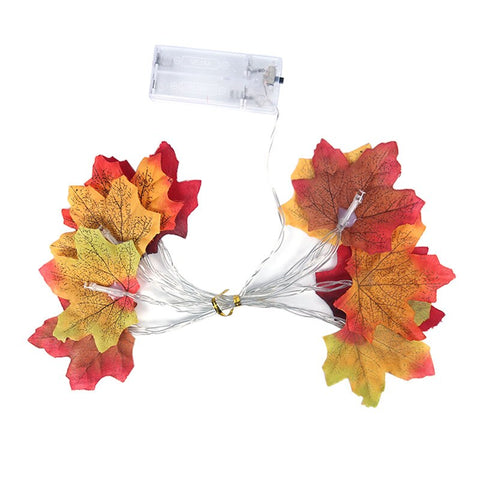 Thanksgiving Maple Leaves Artificial Fall Maple Leaves String Lights Garland Halloween Autumn Leaves Decoration Wedding Decor