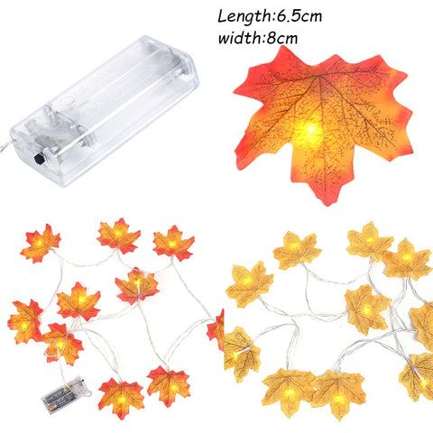 Thanksgiving Maple Leaves Artificial Fall Maple Leaves String Lights Garland Halloween Autumn Leaves Decoration Wedding Decor