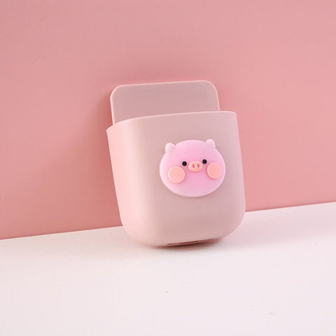 Wall-mounted Mobile Phone Charging Box Remote Storage Box Cartoon Bedside Phone Hanger Decoration Wall Holder for Stationery