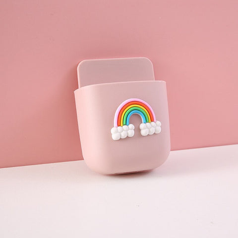 Wall-mounted Mobile Phone Charging Box Remote Storage Box Cartoon Bedside Phone Hanger Decoration Wall Holder for Stationery