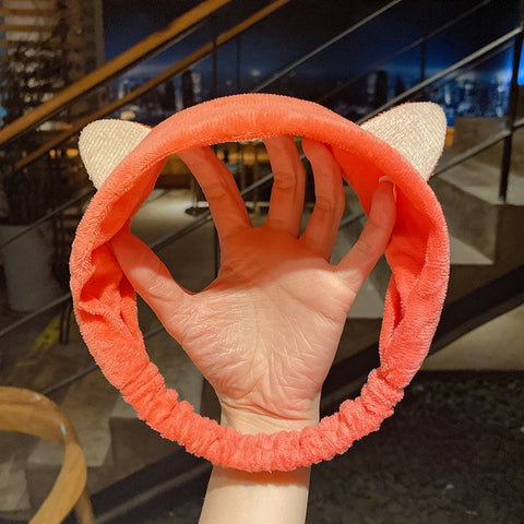 Wash Face Hair Holder Hairbands Soft Warm Coral Fleece Bow Animal Ears Headband For Women Girls Turban Fashion Hair Accessories