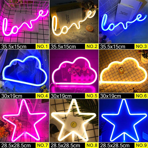Wholesale LED Neon Night Light Sign Wall Art Sign Night Lamp Xmas Birthday Gift Wedding Party Wall Hanging Neon Lamp Home Decor